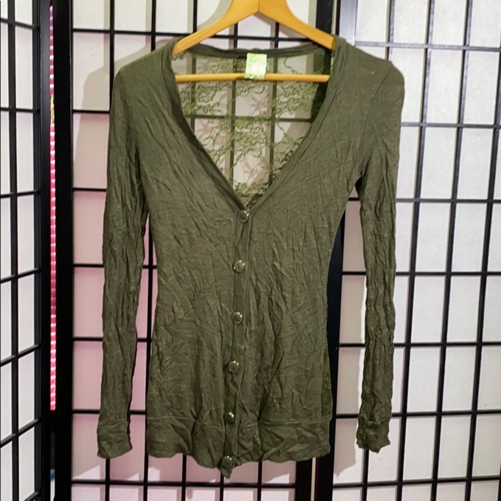 Alex & Jane Lace Back Sweater Size M